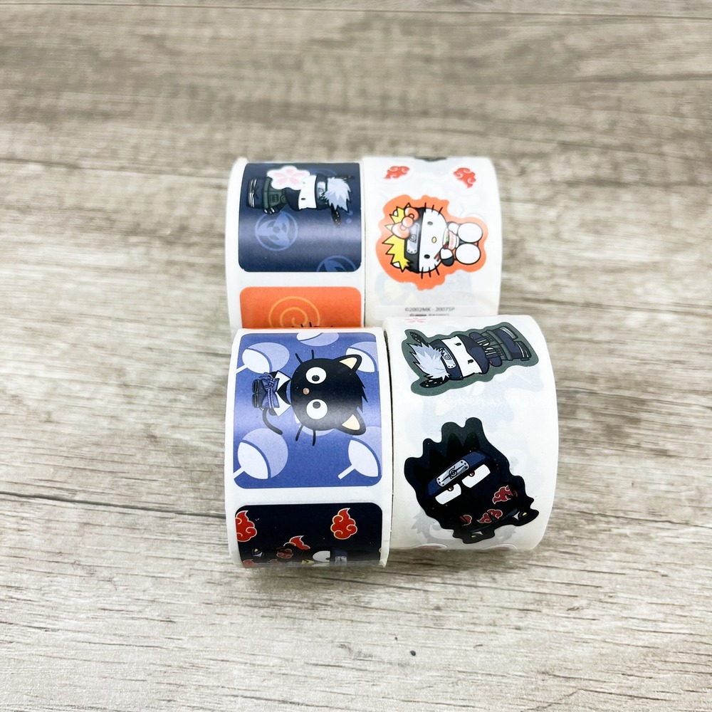 Sanrio x Naruto Shippuden Sticker Rolls Hello Kitty Anime Crossover 4 Pack